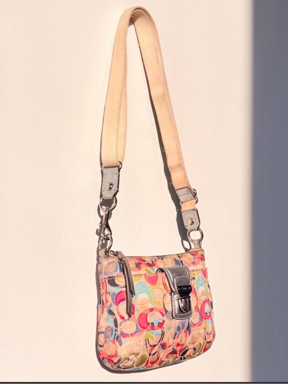 Coach Multicolor Signature Canvas Crossbody with Silver Trim - Picture 4 of 17